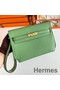 Hermes Kelly Depeches 25 Pouch in Vert Criquet Epsom Calfskin Replica