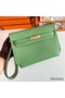 Hermes Kelly Depeches 25 Pouch in Vert Criquet Epsom Calfskin Replica