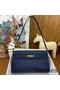 Hermes Kelly Elan Handmade Bag In Blue Saphir Chevre Mysore Leather Replica