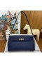 Hermes Kelly Elan Handmade Bag In Blue Saphir Chevre Mysore Leather Replica