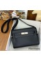 Hermes Kelly Messenger Bag in Black Clemence Leather Replica