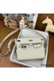 Hermes Kelly Messenger Bag in Craie Clemence Leather Replica