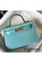 Hermes Kelly Mini II Bag In Blue Atoll Embossed Crocodile Leather Replica