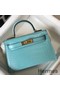 Hermes Kelly Mini II Bag In Blue Atoll Embossed Crocodile Leather Replica
