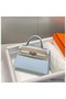 Hermes Kelly Mini II Bag In Blue Brume Epsom Leather PHW Replica