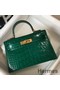 Hermes Kelly Mini II Bag In Green Embossed Crocodile Leather Replica