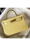 Hermes Kelly Mini II Bag In Jaune Poussin Embossed Crocodile Leather Replica