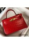Hermes Kelly Mini II Bag In Red Embossed Crocodile Leather Replica