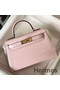 Hermes Kelly Mini II Bag In Rose Dragee Embossed Crocodile Leather Replica
