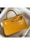 Hermes Kelly Mini II Bag In Yellow Embossed Crocodile Leather Replica