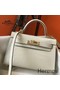Hermes Kelly Mini II Handmade Bag In Beton Crocodile Embossed Leather Replica