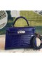 Hermes Kelly Mini II Handmade Bag In Blue Alligator Crocodile Replica