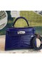 Hermes Kelly Mini II Handmade Bag In Blue Alligator Crocodile Replica