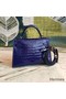 Hermes Kelly Mini II Handmade Bag In Blue Alligator Crocodile Replica