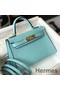 Hermes Kelly Mini II Handmade Bag In Blue Atoll Crocodile Embossed Leather Replica