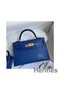 Hermes Kelly Mini II Handmade Bag In Blue Electric Ostrich Leather Replica