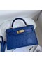 Hermes Kelly Mini II Handmade Bag In Blue Electric Ostrich Leather Replica