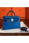 Hermes Kelly Mini II Handmade Bag In Blue Izmir Epsom Leather Replica