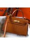Hermes Kelly Mini II Handmade Bag In Brown Crocodile Embossed Leather Replica