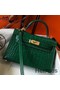 Hermes Kelly Mini II Handmade Bag In Green Crocodile Embossed Leather Replica