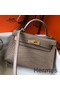Hermes Kelly Mini II Handmade Bag In Grey Crocodile Embossed Leather Replica