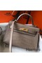 Hermes Kelly Mini II Handmade Bag In Grey Crocodile Embossed Leather Replica