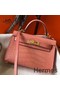 Hermes Kelly Mini II Handmade Bag In Pink Crocodile Embossed Leather Replica