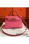 Hermes Kelly Mini II Handmade Bag In Rose Lipstick Epsom Leather Replica