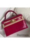 Hermes Kelly Mini II Handmade Bag In Rose Red Alligator Crocodile Replica