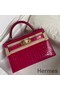 Hermes Kelly Mini II Handmade Bag In Rose Red Alligator Crocodile Replica