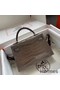 Hermes Kelly Mini II Handmade Bag In Taupe Alligator Crocodile Replica