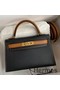Hermes Kelly Mini II Sellier Bicolor Handmade Bag in Black and Gold Epsom Calfskin Replica