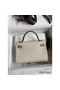 Hermes Kelly Mini II Sellier Bicolor Handmade Bag in Craie and Trench Epsom Calfskin Replica