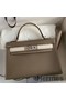 Hermes Kelly Mini II Sellier Bicolor Handmade Bag in Taupe and Craie Epsom Calfskin Replica