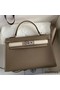 Hermes Kelly Mini II Sellier Bicolor Handmade Bag in Taupe and Craie Epsom Calfskin Replica