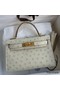 Hermes Kelly Mini II Sellier Handmade Bag In Beton Ostrich Leather Replica