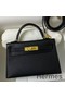 Hermes Kelly Mini II Sellier Handmade Bag In Black Chevre Mysore Leather Replica