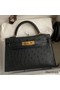 Hermes Kelly Mini II Sellier Handmade Bag In Black Ostrich Leather Replica