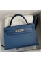 Hermes Kelly Mini II Sellier Handmade Bag In Blue Agate Epsom Calfskin Replica
