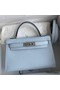 Hermes Kelly Mini II Sellier Handmade Bag In Blue Brume Epsom Calfskin Replica