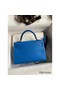 Hermes Kelly Mini II Sellier Handmade Bag In Blue Hydra Chevre Mysore Leather Replica