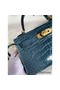 Hermes Kelly Mini II Sellier Handmade Bag In Blue Jean Shiny Alligator Leather Replica