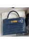 Hermes Kelly Mini II Sellier Handmade Bag In Colvert Shiny Alligator Leather Replica