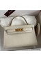 Hermes Kelly Mini II Sellier Handmade Bag In Craie Swift Calfskin Replica