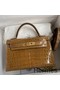 Hermes Kelly Mini II Sellier Handmade Bag In Ficelle Shiny Alligator Leather Replica