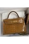 Hermes Kelly Mini II Sellier Handmade Bag In Ficelle Shiny Alligator Leather Replica