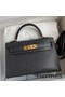 Hermes Kelly Mini II Sellier Handmade Bag In Graphite Matte Alligator Leather Replica
