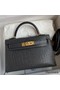 Hermes Kelly Mini II Sellier Handmade Bag In Graphite Matte Alligator Leather Replica