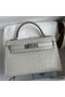 Hermes Kelly Mini II Sellier Handmade Bag In Grey Matte Alligator Leather Replica