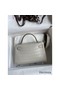 Hermes Kelly Mini II Sellier Handmade Bag In Grey Matte Alligator Leather Replica